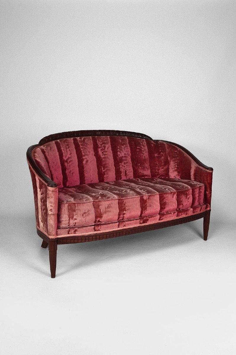 Salon Art Déco En Velours Rose Par Paul Follot, Circa 1920-photo-3