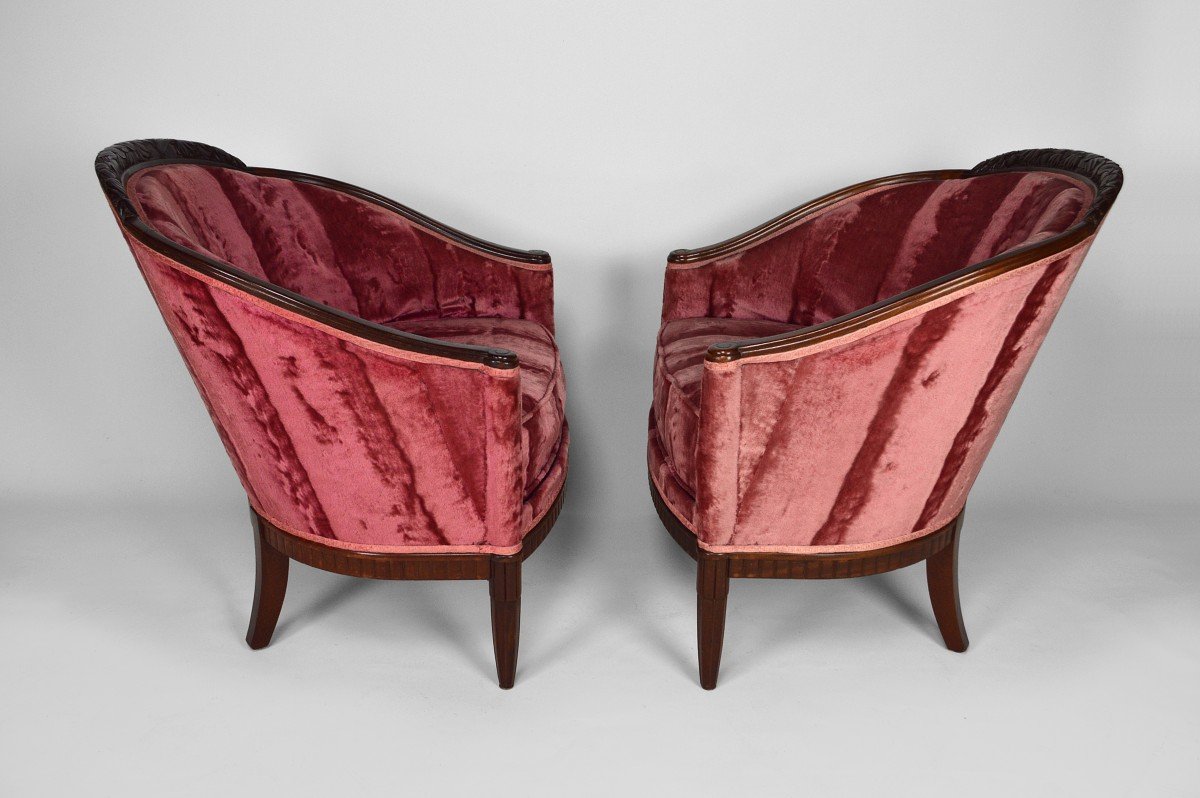 Salon Art Déco En Velours Rose Par Paul Follot, Circa 1920-photo-7