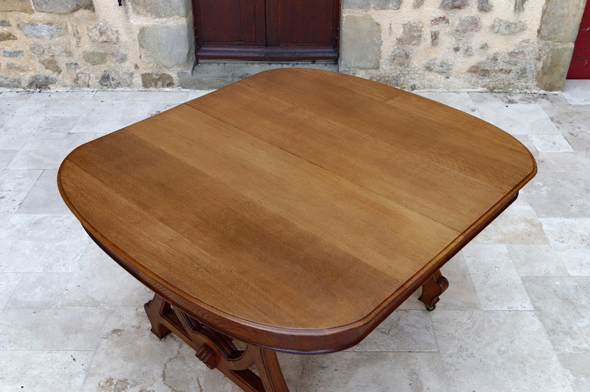 Table De Salle à Manger Par La Maison Krieger, Art Nouveau, Circa 1900, En Chêne Massif-photo-2