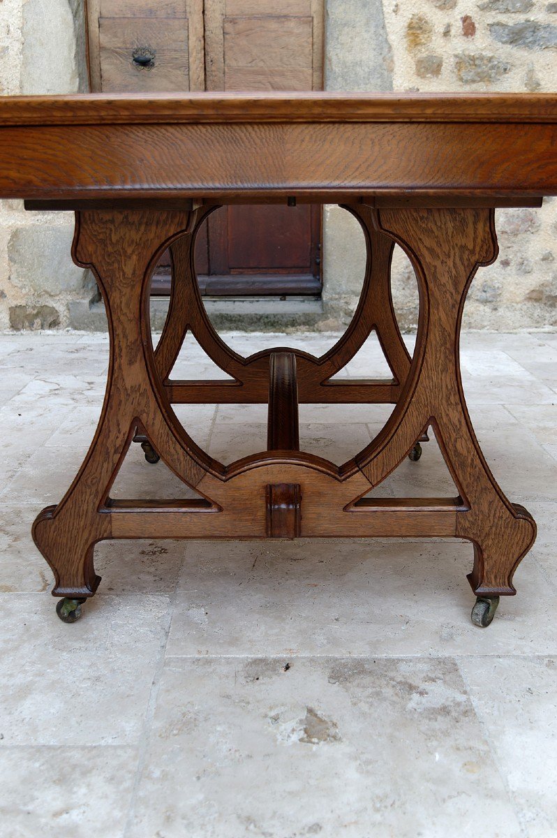 Table De Salle à Manger Par La Maison Krieger, Art Nouveau, Circa 1900, En Chêne Massif-photo-4