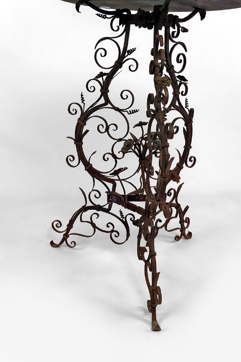 Guéridon / Table d'Appoint En Fer Forgé Et Plateau En Marbre, Venise, Italie, XVIIe-xviiie-photo-6