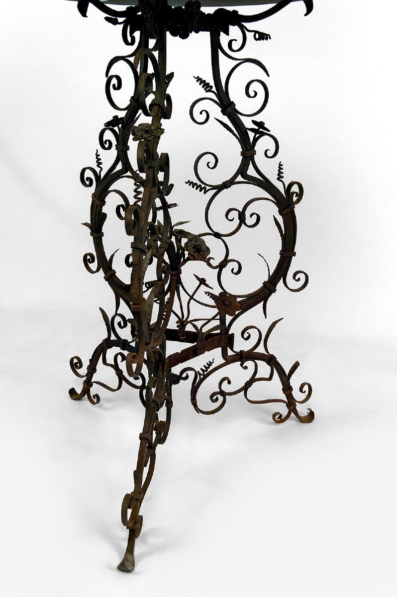 Guéridon / Table d'Appoint En Fer Forgé Et Plateau En Marbre, Venise, Italie, XVIIe-xviiie-photo-7