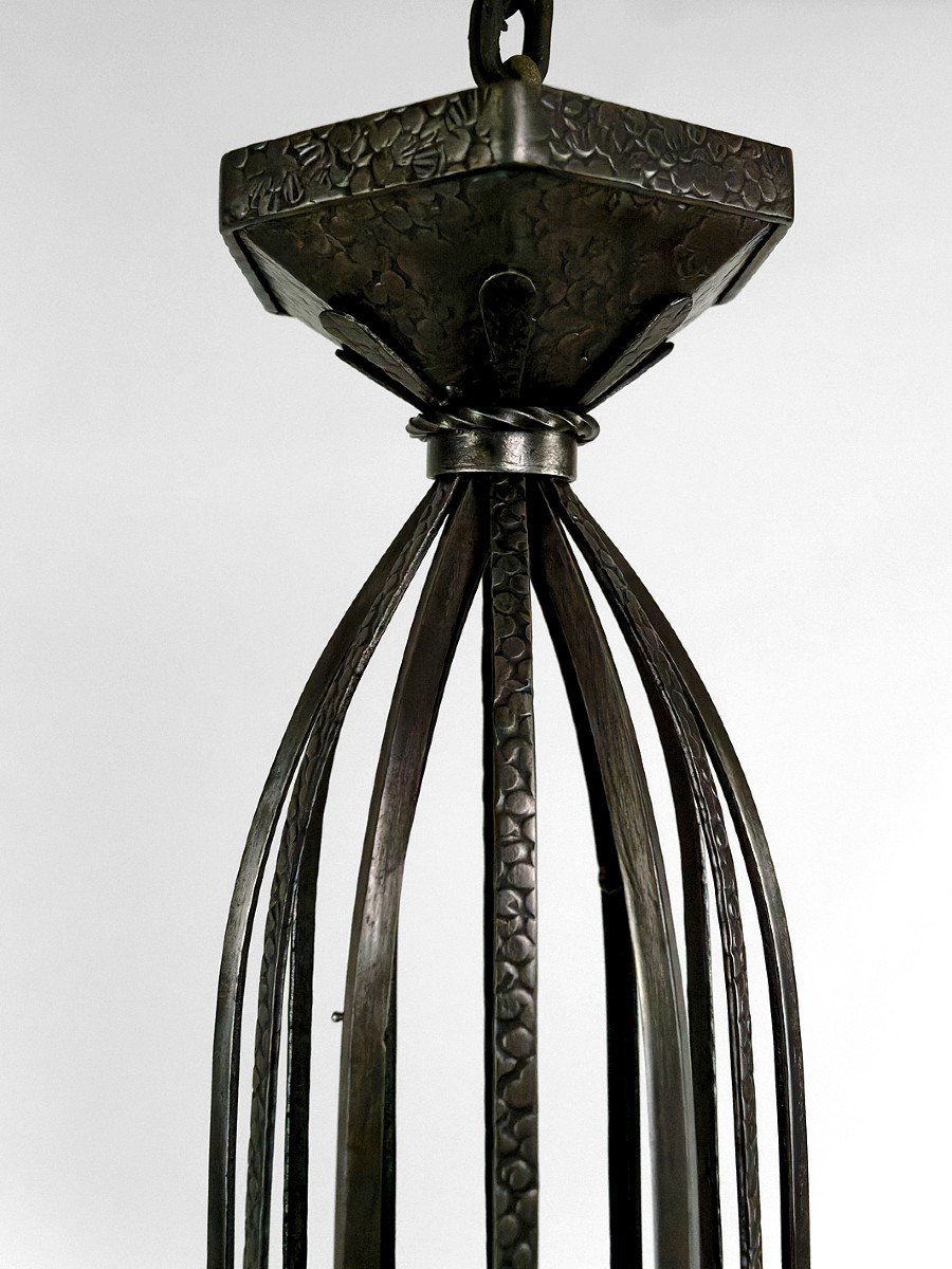 Important Lustre En Fer Forgé, Art Deco Gothique, France, Circa 1920-photo-1
