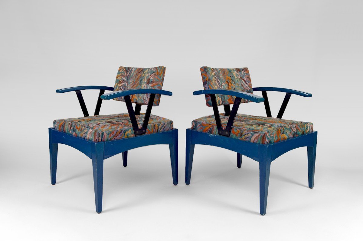 Paire De Fauteuils Design Baumann, France, Années 70/80-photo-7