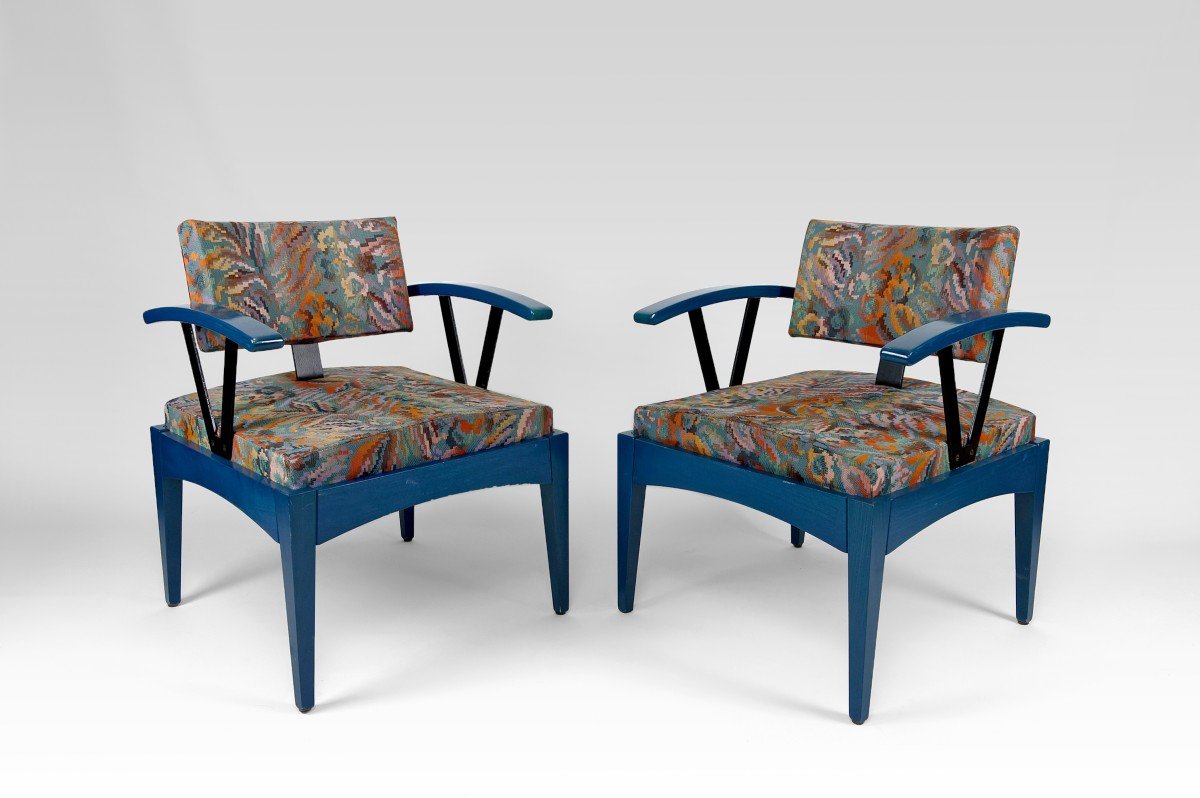 Paire De Fauteuils Design Baumann, France, Années 70/80