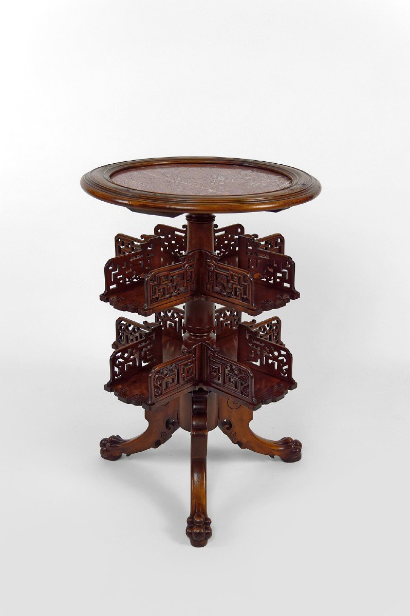 Swivel Bookcase Table By Gabriel Viardot, France, Circa 1880-photo-3
