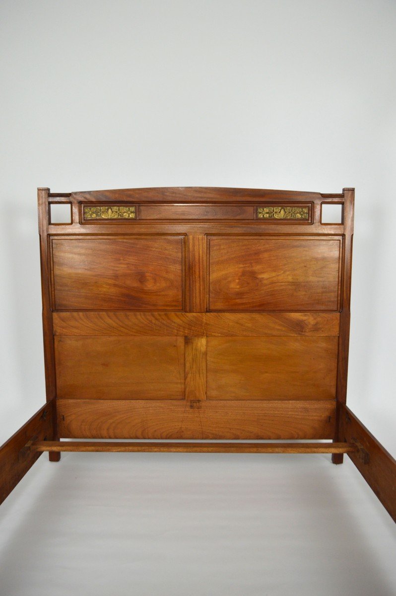 Art Nouveau Bed By Mathieu Gallerey In Mahogany, Clematis Model, Circa 1920-photo-3