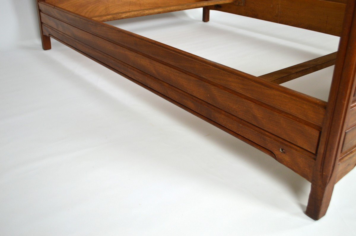 Art Nouveau Bed By Mathieu Gallerey In Mahogany, Clematis Model, Circa 1920-photo-3