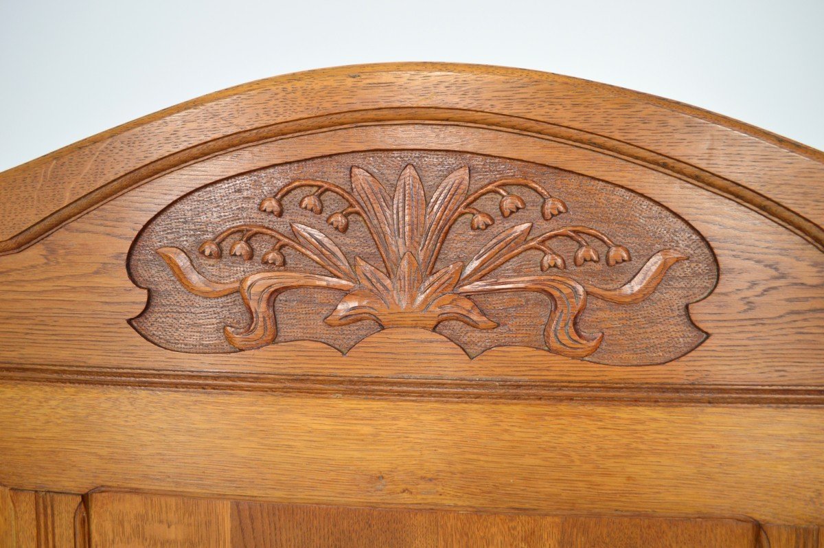 Art Nouveau Twin Beds In Carved Solid Oak, France, Circa 1910-photo-4