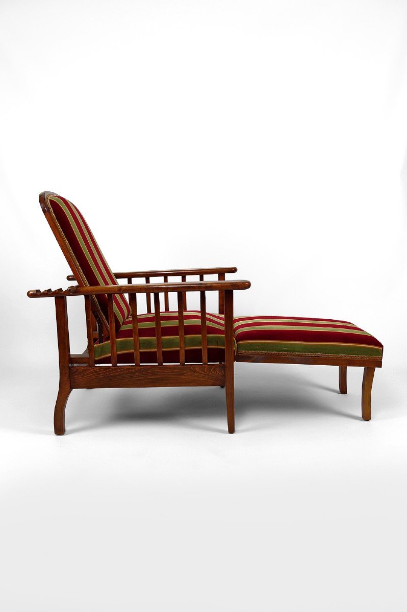 Fauteuil / Chaise Longue Morris, Arts & Crafts, Royaume-uni, Circa 1900-photo-3