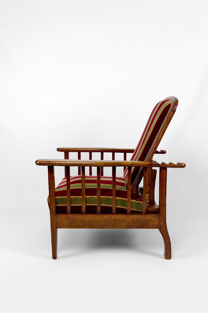 Fauteuil / Chaise Longue Morris, Arts & Crafts, Royaume-uni, Circa 1900-photo-2