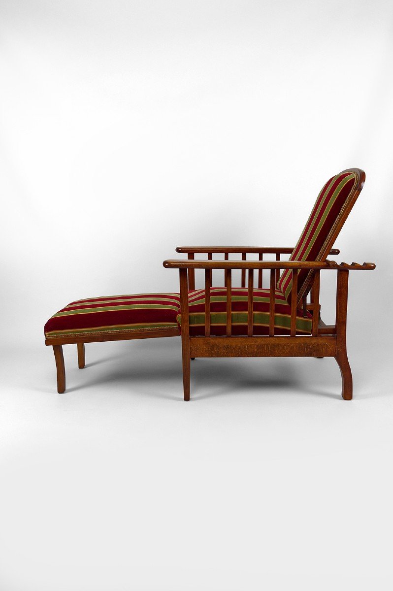 Fauteuil / Chaise Longue Morris, Arts & Crafts, Royaume-uni, Circa 1900-photo-4