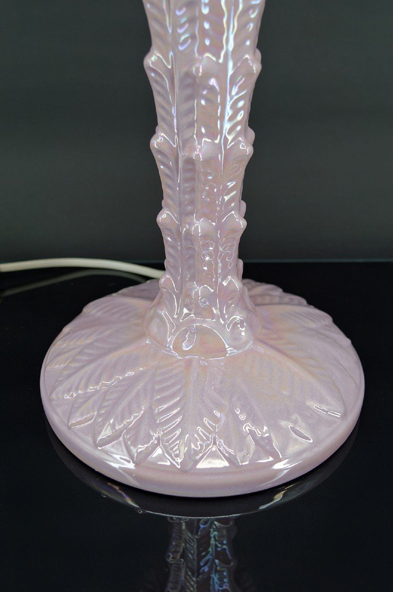 Palm Tree Lamp In Pearly Pink Ceramic, Italy, Circa 1960-photo-2