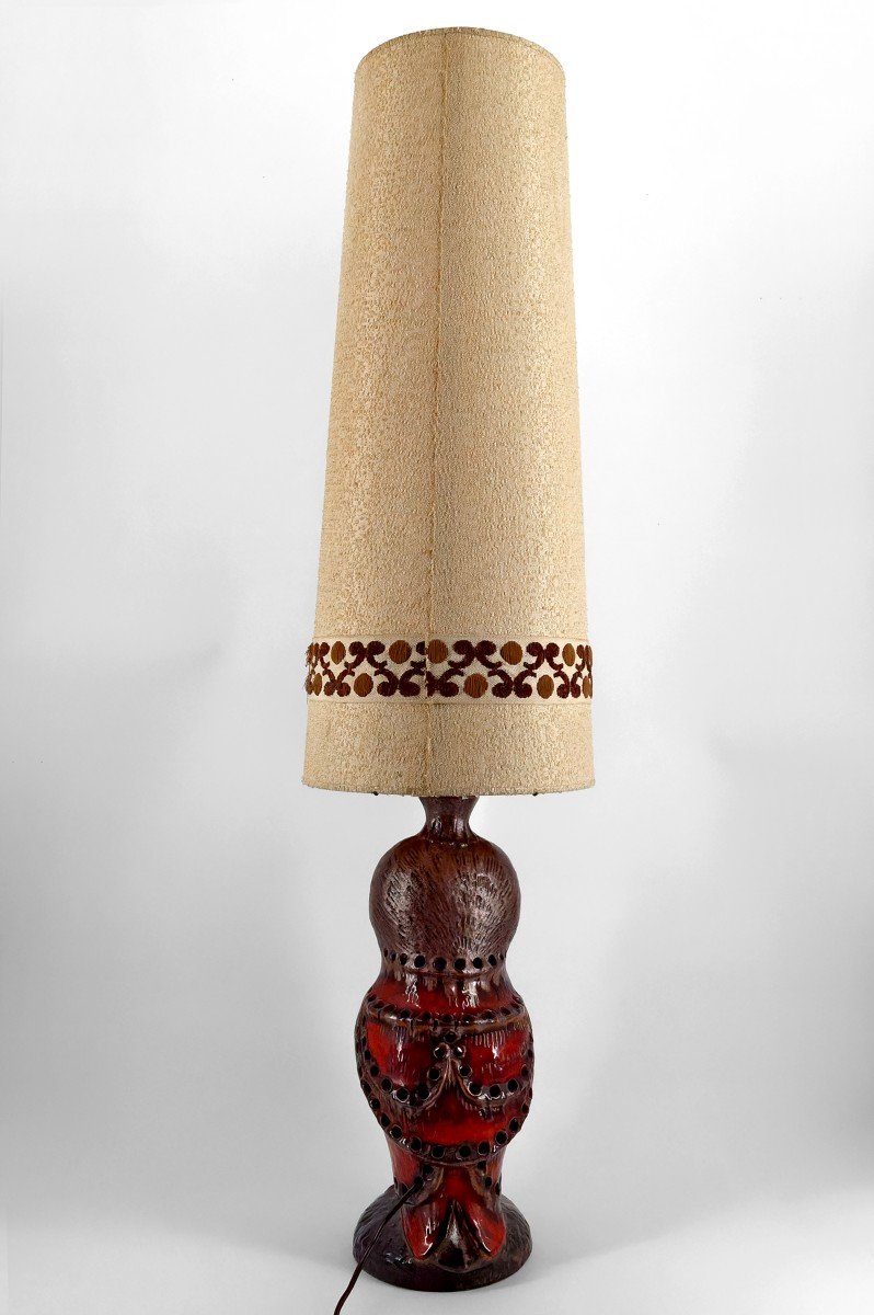 Importante Lampe / Lampadaire En Céramique, Chouette, Par Walter Gerhards, Allemagne, 1960-1970-photo-5