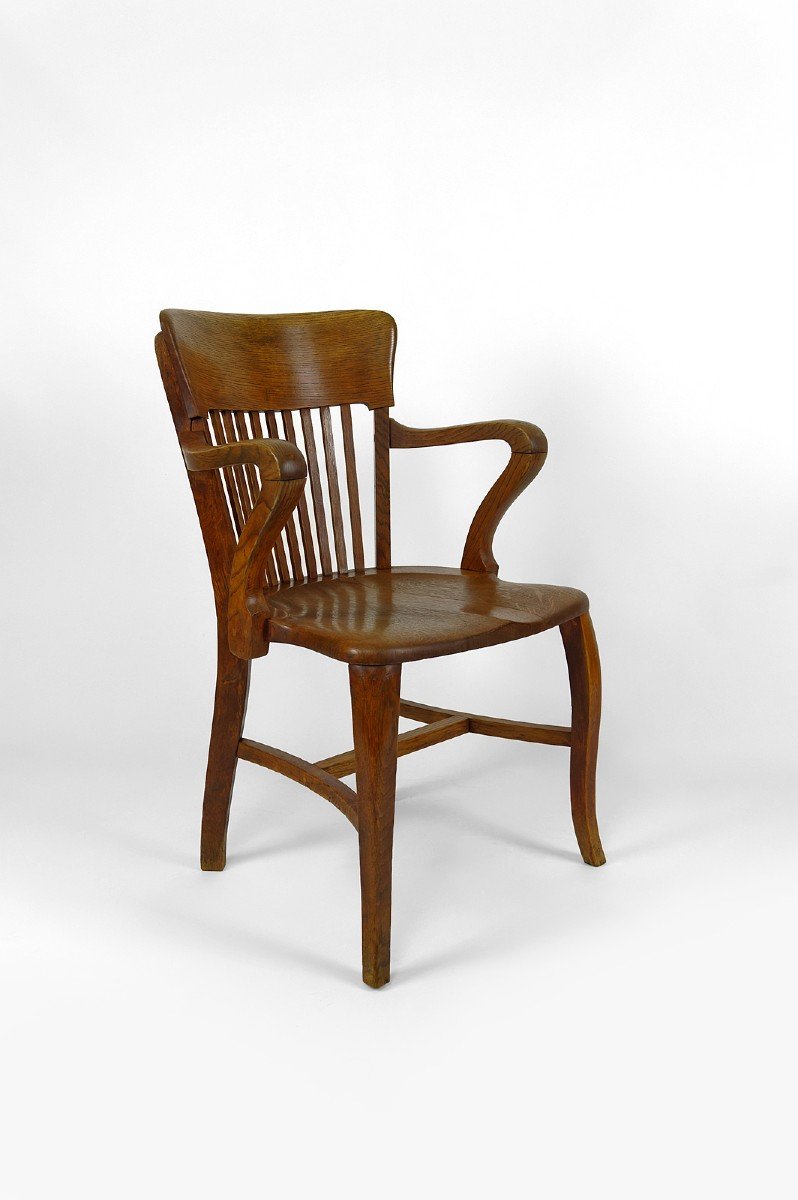 American Oak Office Chair, Usa, Circa 1900-photo-3