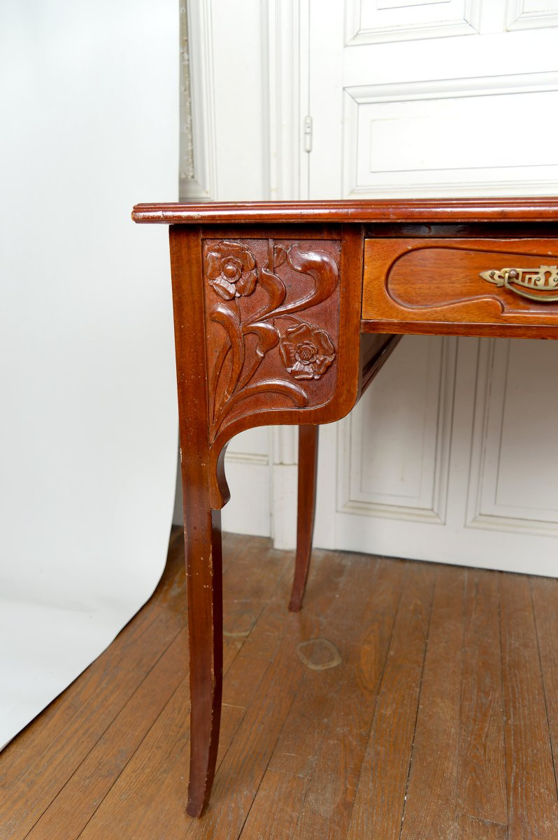 Art Nouveau / Jugendstil Desk, Carved Mahogany, Germany, Circa 1910-photo-4
