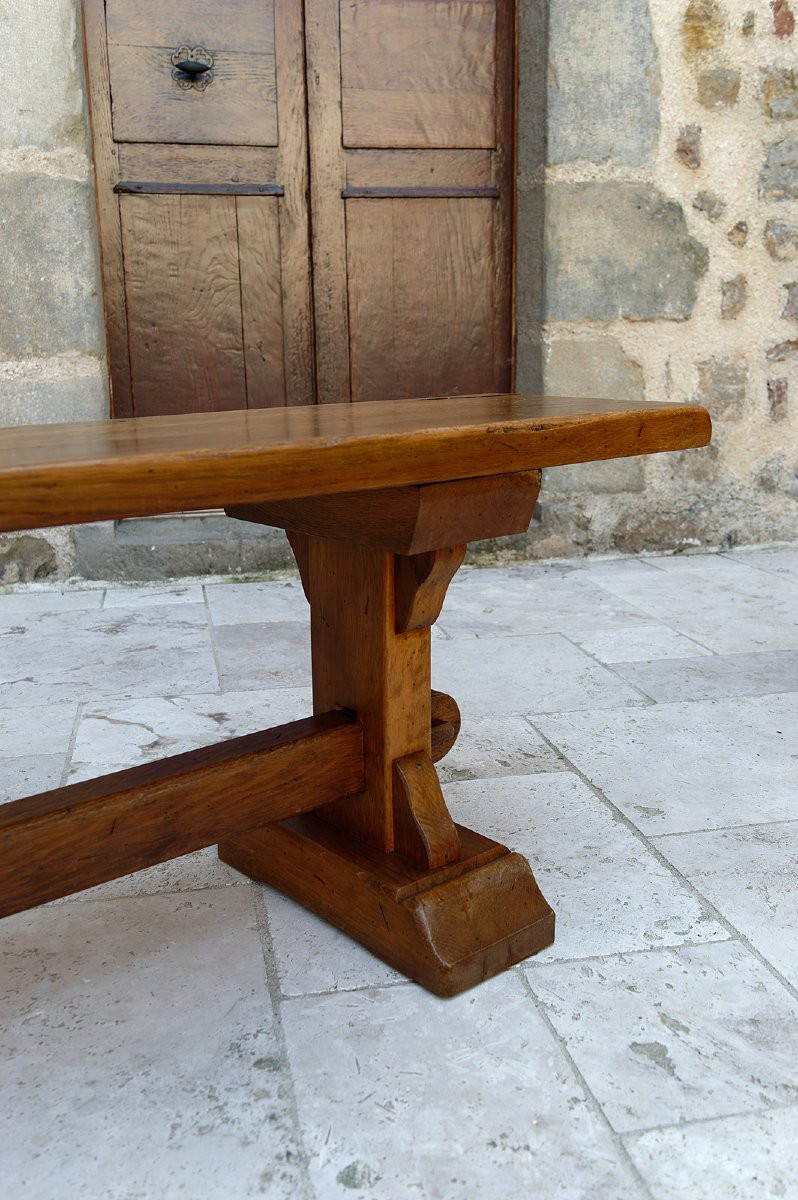 Pair Of Monastic Community Benches In Oak, France, Early 20th Century-photo-5