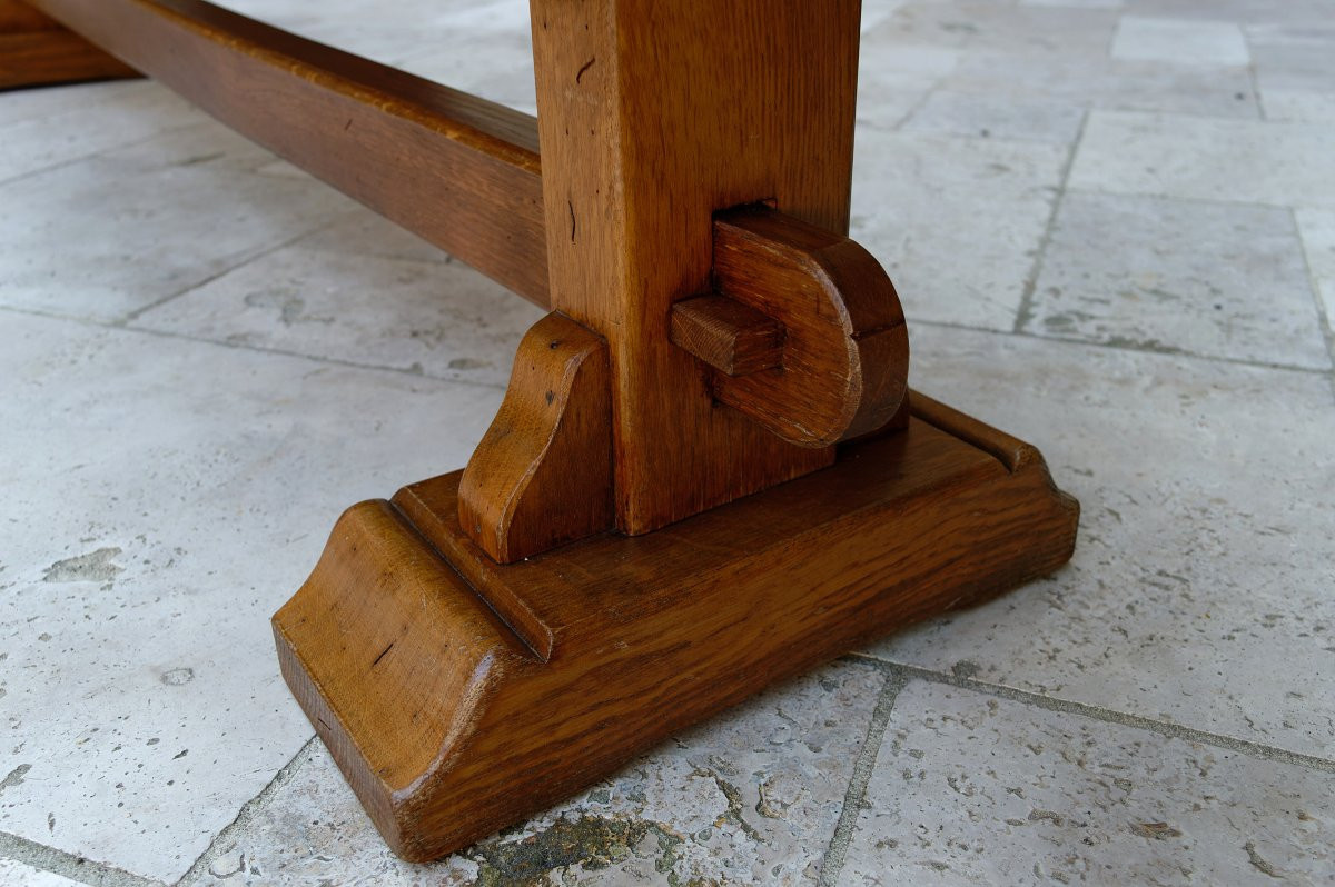 Pair Of Monastic Community Benches In Oak, France, Early 20th Century-photo-7