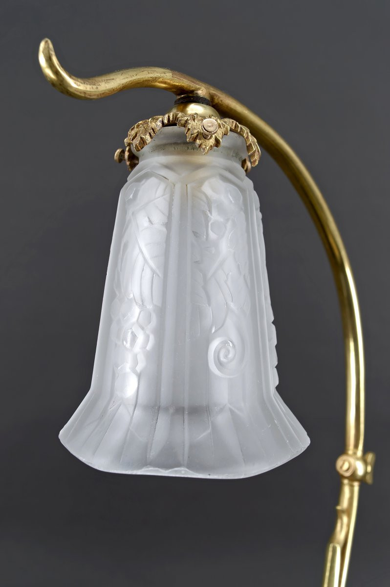 Important Bronze And Marble Table Lamp, Art Nouveau, France, Circa 1890-photo-2