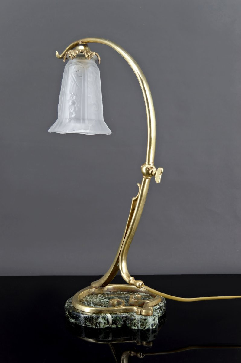 Important Bronze And Marble Table Lamp, Art Nouveau, France, Circa 1890-photo-4