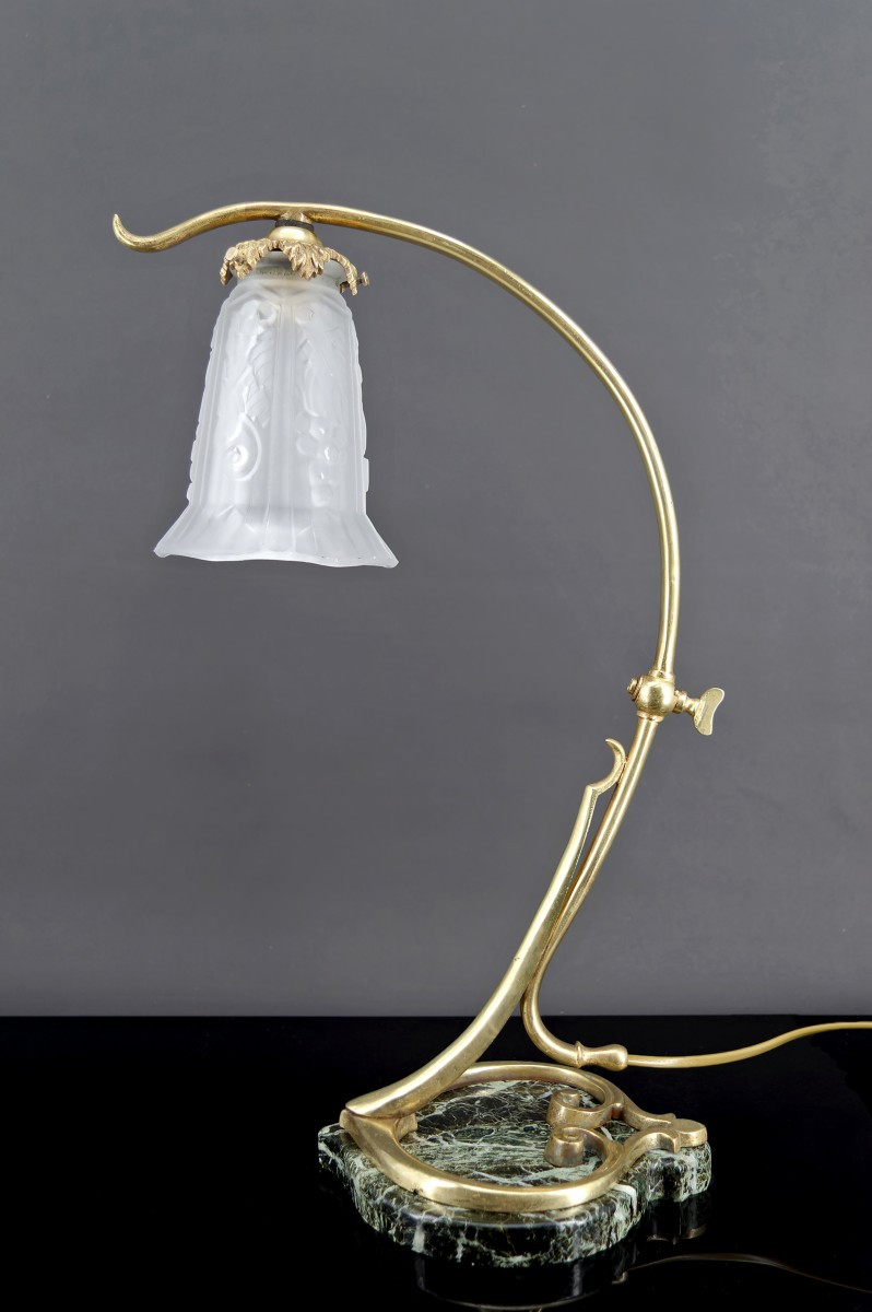 Important Bronze And Marble Table Lamp, Art Nouveau, France, Circa 1890