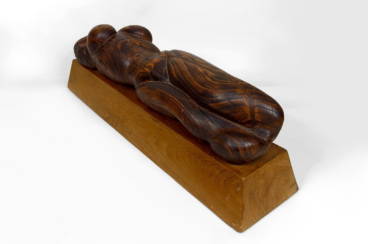 Important Sculpture Of A Woman's Body, Cedar And Oak, Brutalism, France, Circa 1970-photo-2