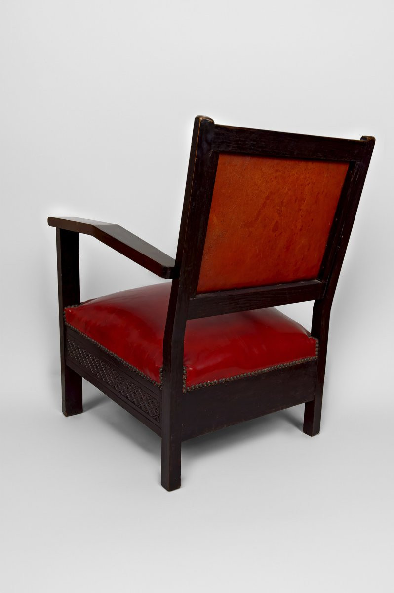Paire De Fauteuils Art Deco Colonial En Bois Sculpté, Algérie Française, Circa 1930-photo-1