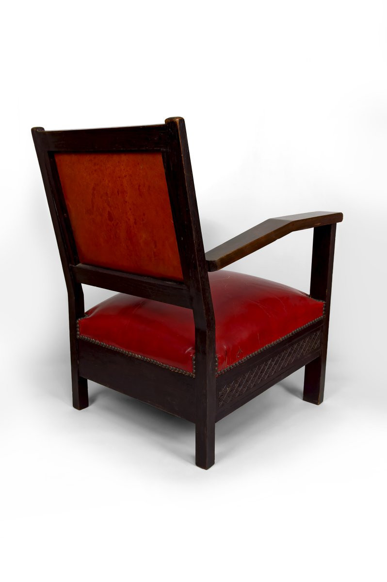 Paire De Fauteuils Art Deco Colonial En Bois Sculpté, Algérie Française, Circa 1930-photo-2