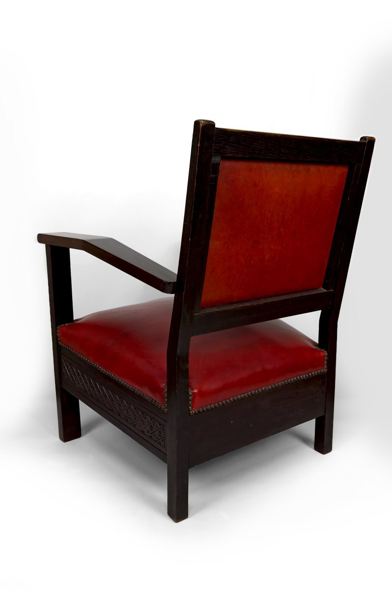 Paire De Fauteuils Art Deco Colonial En Bois Sculpté, Algérie Française, Circa 1930-photo-8