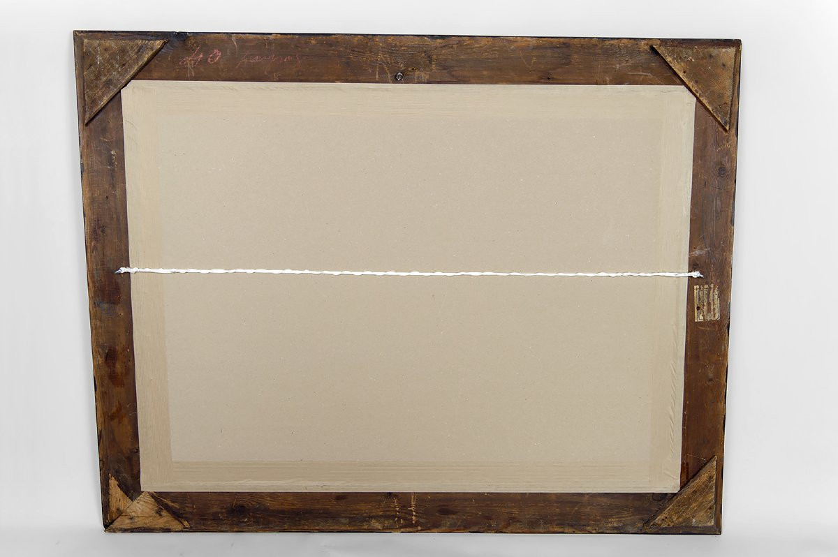 Peinture, Huile Sur Panneau, Ville Côtière Méditerranéenne, France, Circa 1930-photo-1