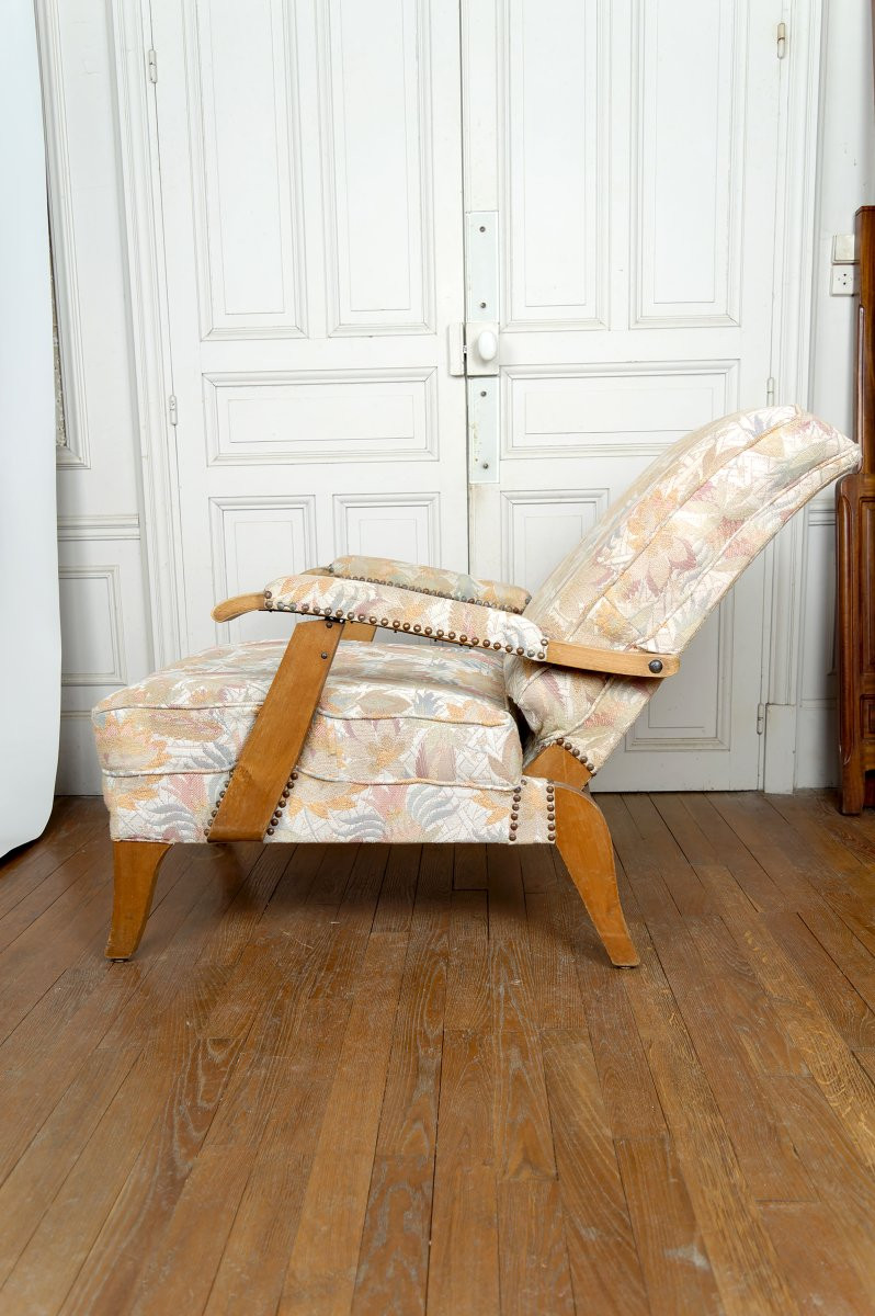 Paire d'Importants Fauteuils Réglables, Design Français, Circa 1950-photo-4