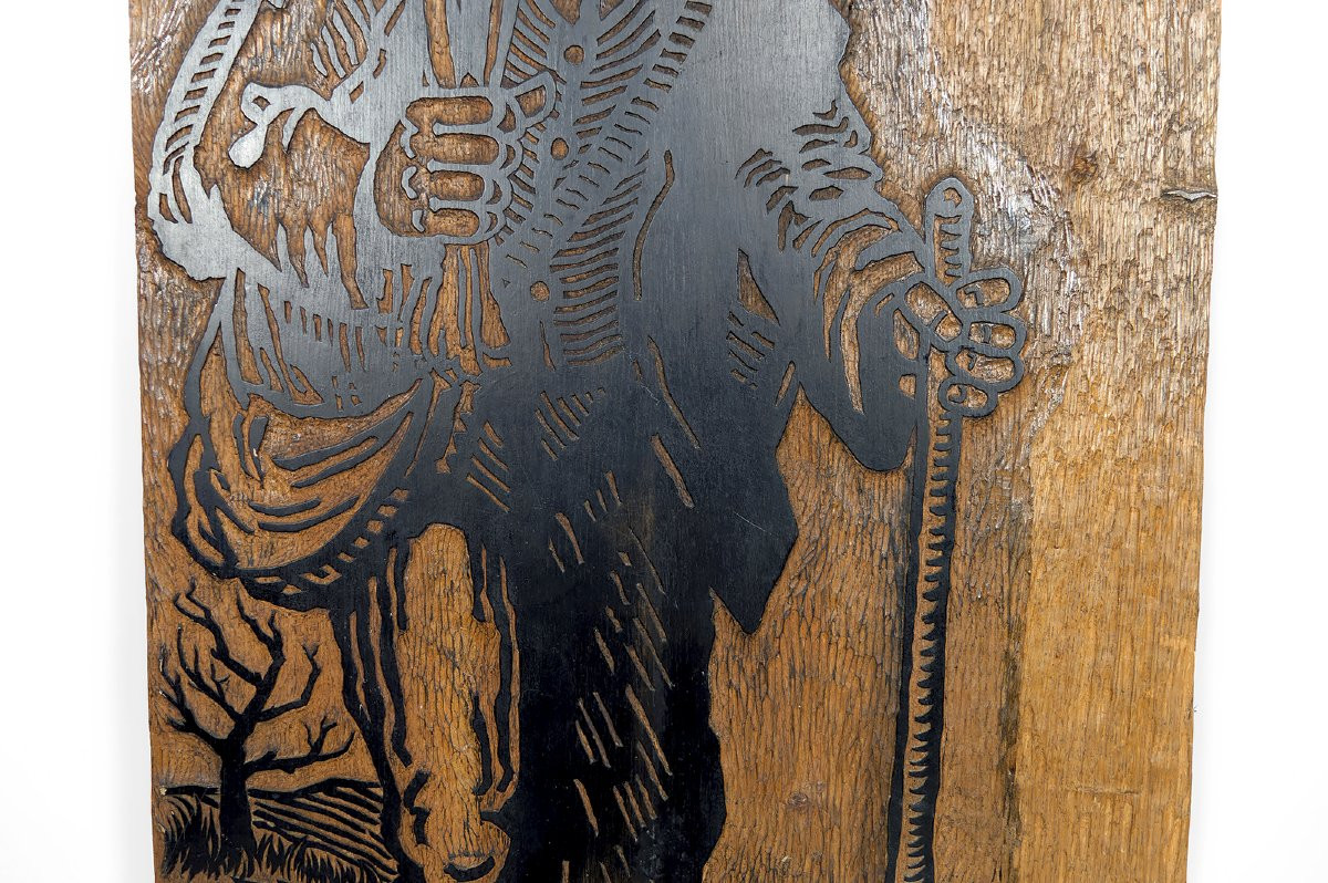 Woodcut Plate / Matrix, "le Chemineau", France, 1978-photo-3