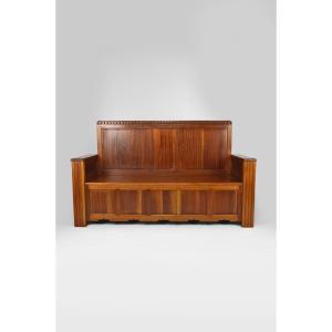 Art Deco Mahogany Safe Bench By Clément Goyeneche