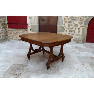 Dining Room Table By Maison Krieger, Art Nouveau, Circa 1900, In Solid Oak