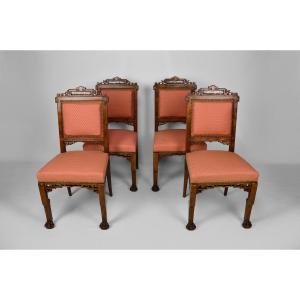 Lot Of 4 Japanese Chairs Attributed To Gabriel Viardot, France, Circa 1880