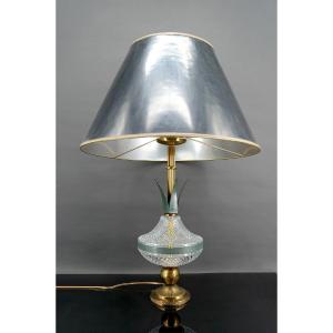 Crystal And Patinated Metal Pineapple Lamp, France, 1950