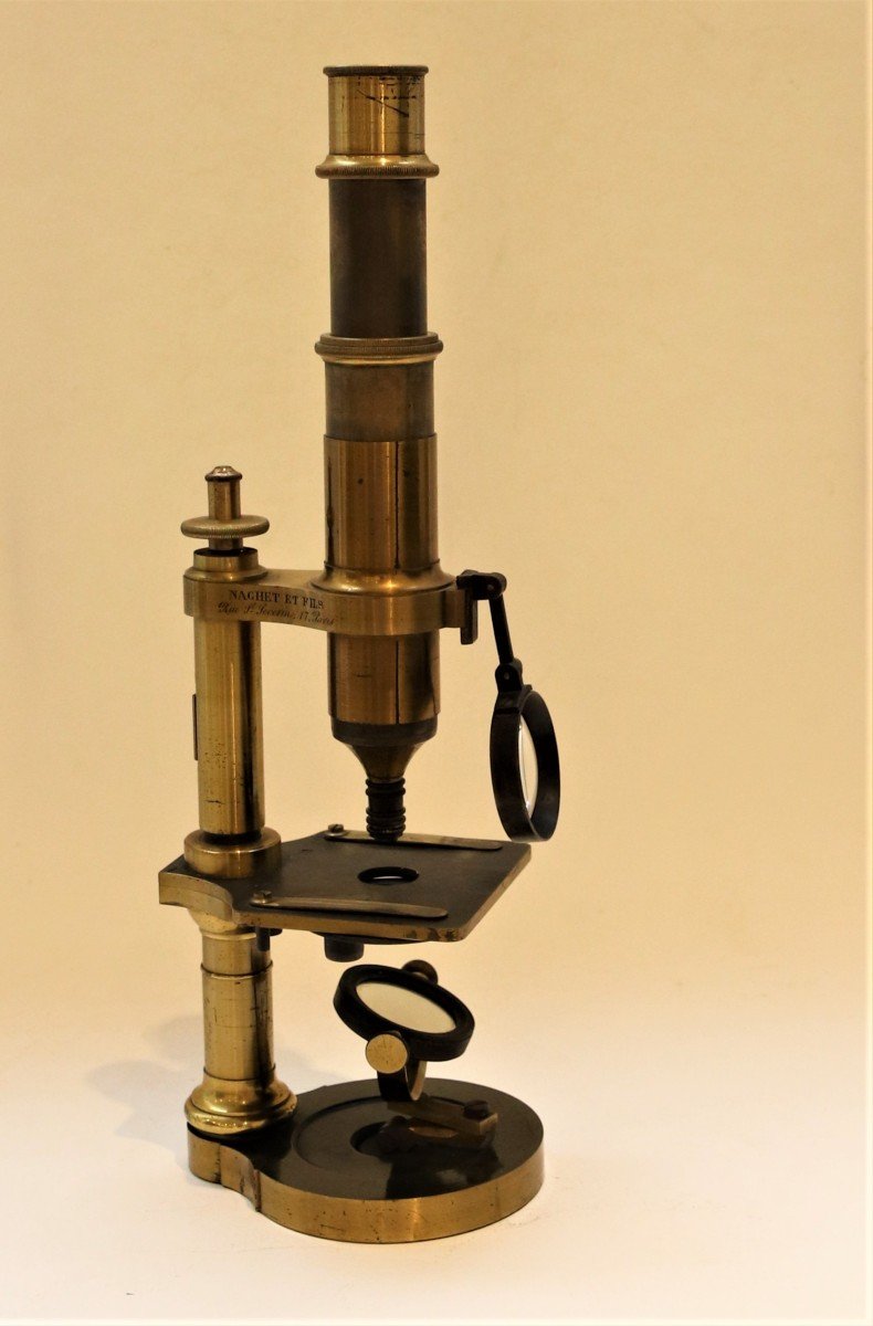 Microscope Nachet à Pied Rond, Circa 1865-photo-4