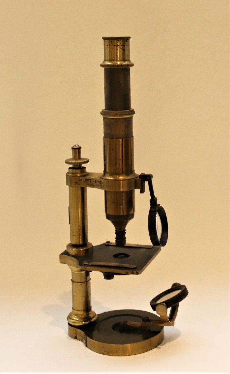 Microscope Nachet à Pied Rond, Circa 1865-photo-1