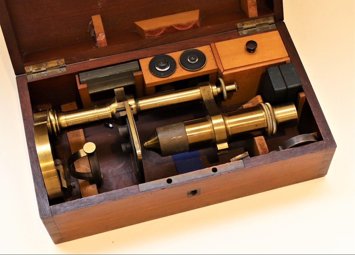 Microscope Nachet à Pied Rond, Circa 1865-photo-3
