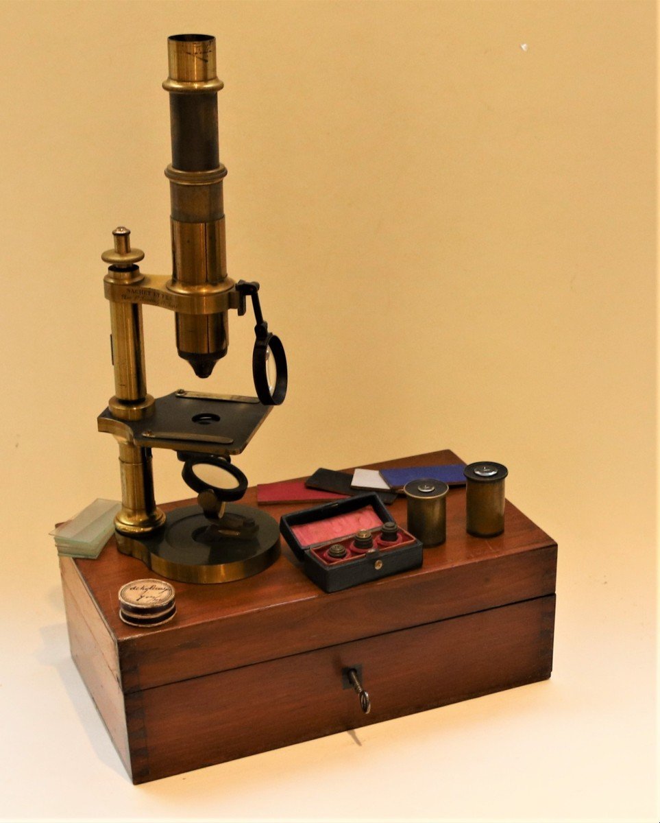 Microscope Nachet à Pied Rond, Circa 1865