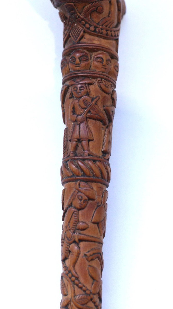 Carved Boxwood Pipe Case Hunting And Village Scene, Germany, 18th Century-photo-3