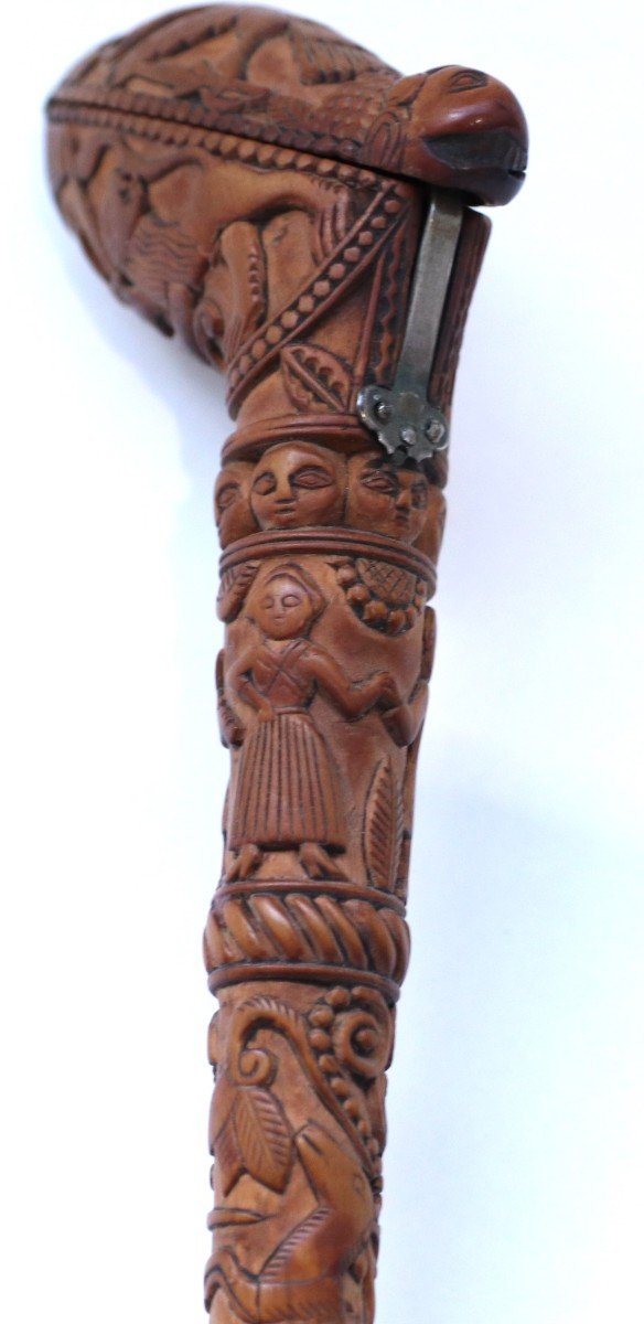 Carved Boxwood Pipe Case Hunting And Village Scene, Germany, 18th Century-photo-4