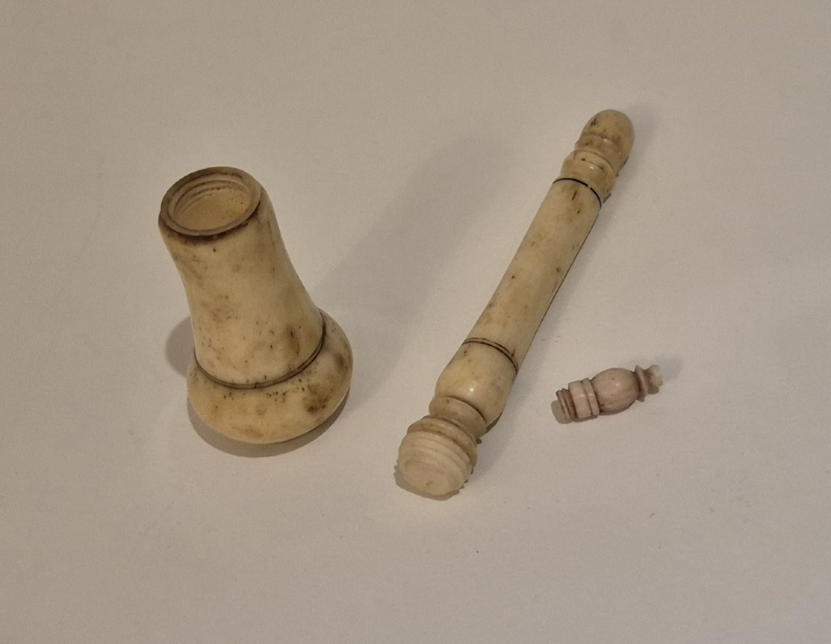 Baradelle ou encrier de voyage en os, XIXe-photo-3