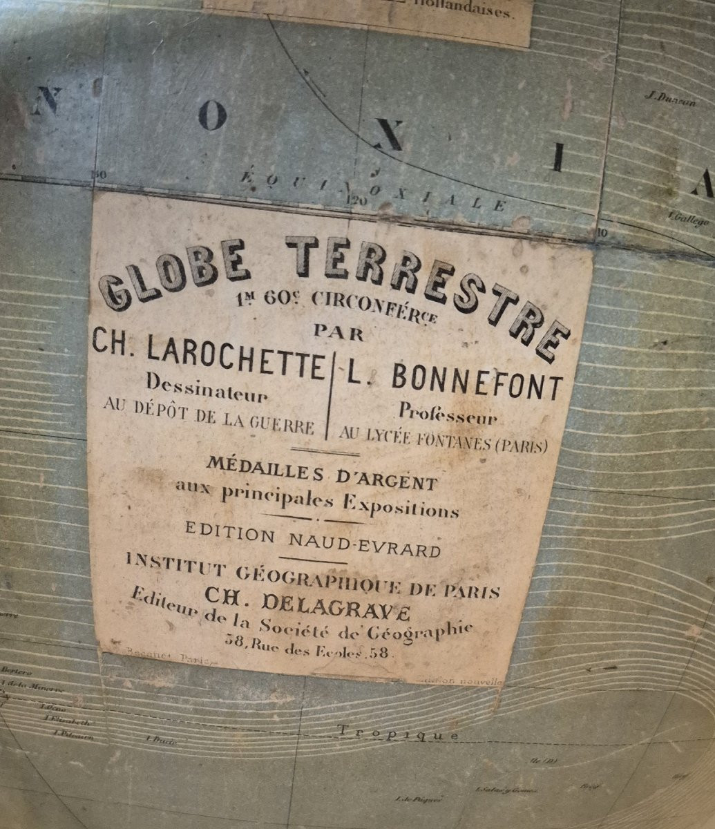 Grand globe terrestre 50cm par Larochette et Bonnefont-photo-3
