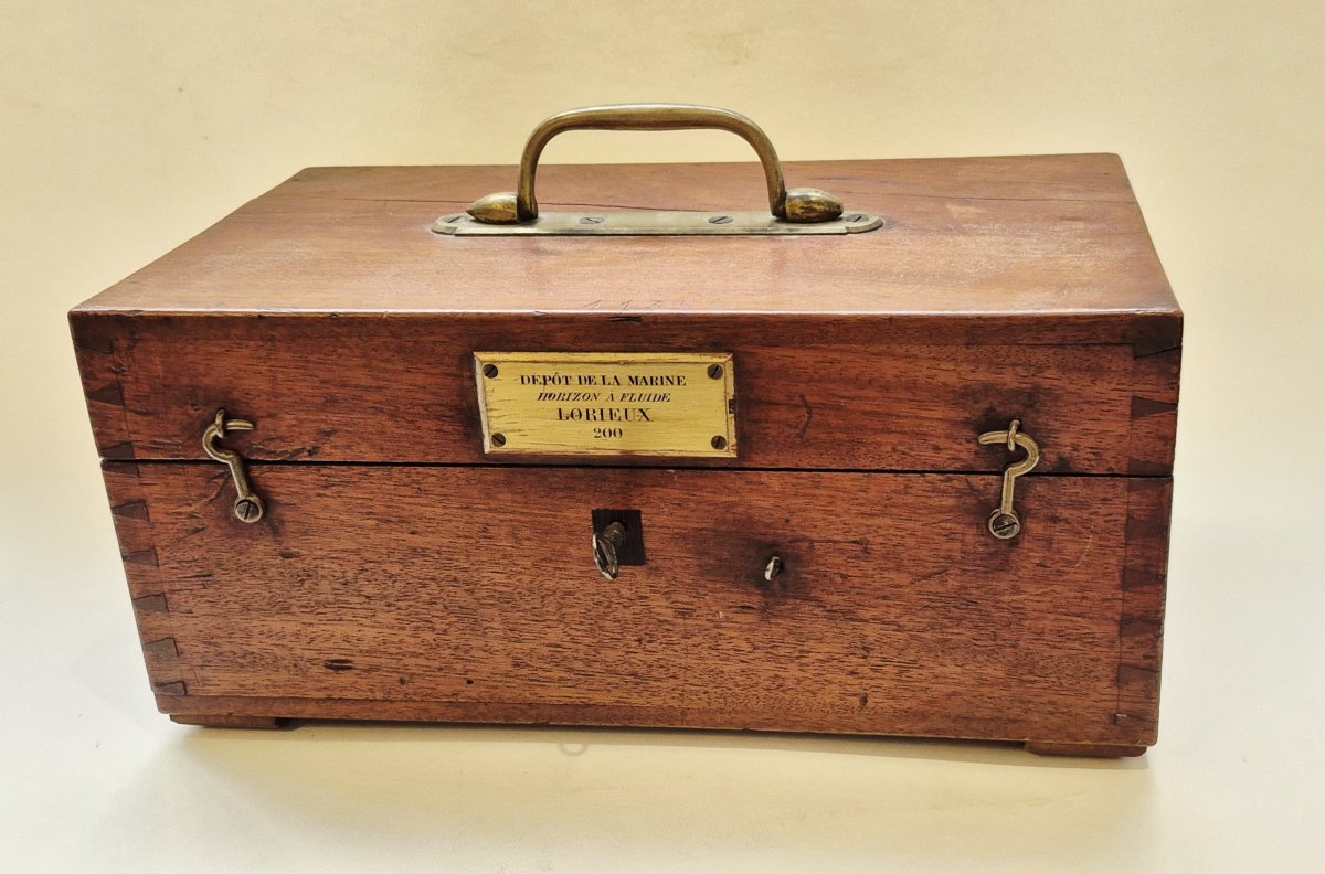 Large Artificial Horizon By Lorieux, 19th-century Navy Collection-photo-1