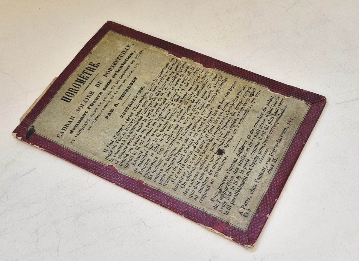 Cadran solaire de portefeuille par Thibault, c. 1840-photo-4