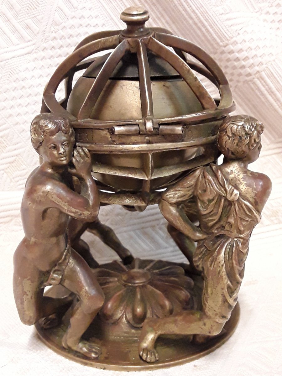 Inkwell In Bronze Armilliary Sphere 19th-photo-3