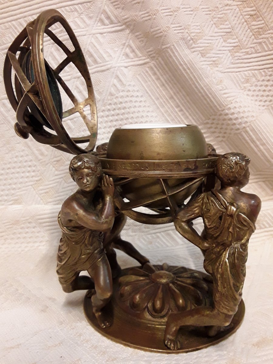 Inkwell In Bronze Armilliary Sphere 19th-photo-1