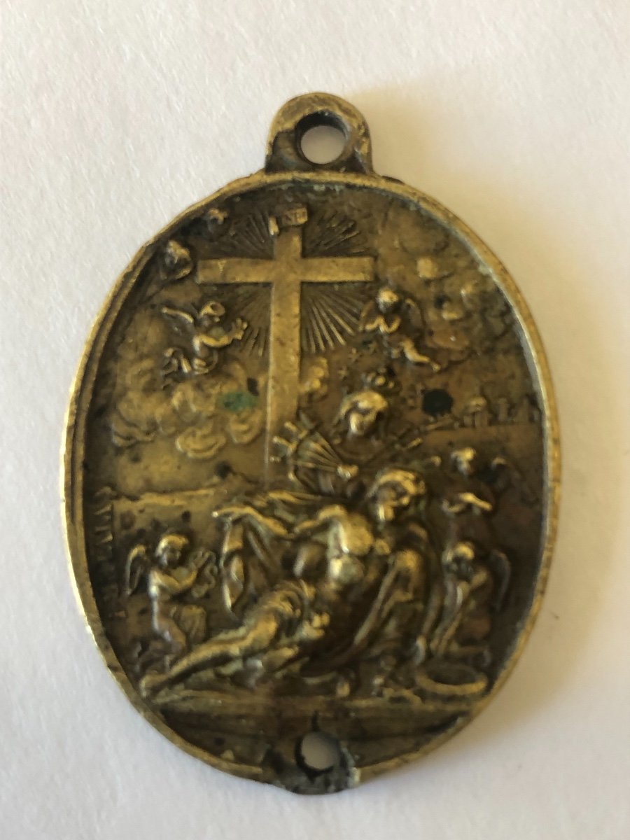 Médaille Religieuse Vierge Marie En Or 18 Carats - XIXe Siècle - Occasion