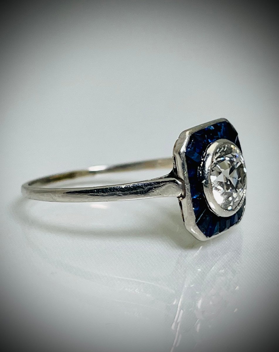 Art-deco Diamonds And Sapphires Ring.-photo-2